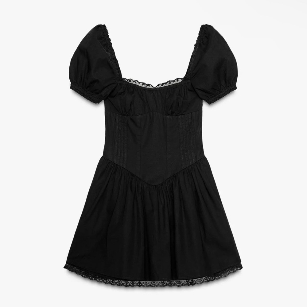 Zara Black Puff Sleeve Dress